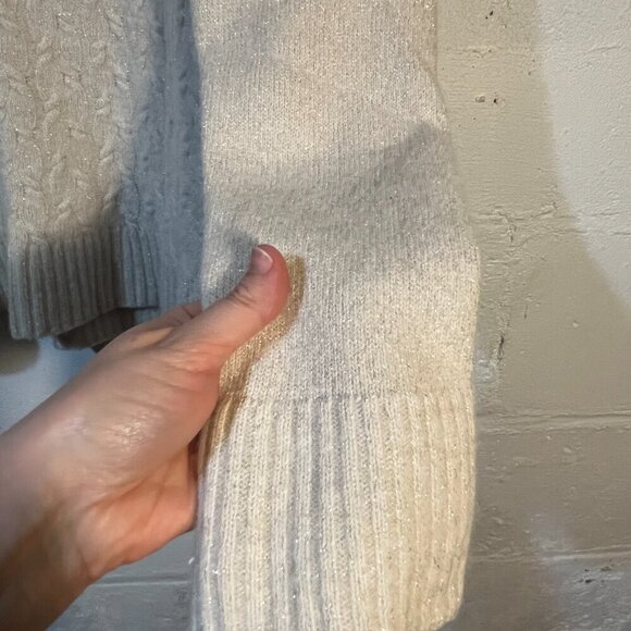 Banana Republic White Sparkle Knit Sweater Italian Yarn Women's M - Picture 3 of 9